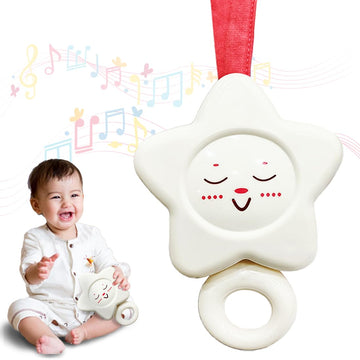 KIPA Melodious White Star Musical Cot Toy for Newborns & Toddlers: Battery-Free, Soft ABS Material, Soothing Melodies