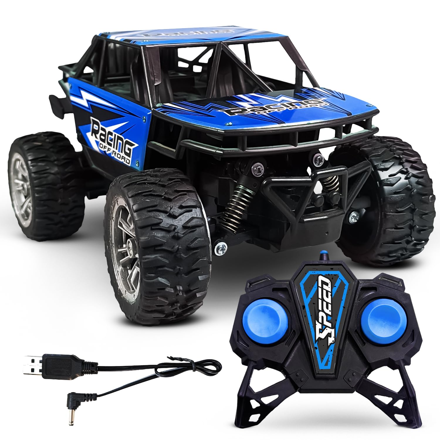 Kipa Gaming USB Rechargeable Duster RC Car Pack of Remote Control Car  with Spring Suspensions 2WD Rock Crawler Gift for Kids and Boys Blue - Main Image