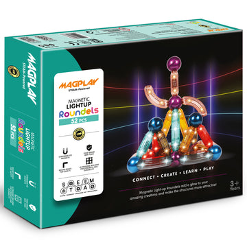 KIPA GAMING MagPlay LED Jumbo Pack: 52-Piece Glow-in-The-Dark Magnetic Building Set - Big Size, More Fun, More Learning - Ideal for Ages 3+ Years, Multicolor