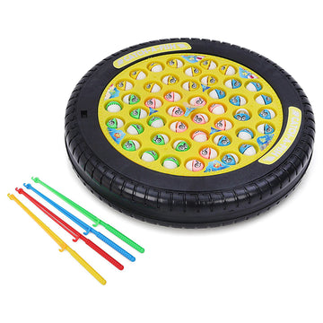 KIPA Gaming Fish Catching Game for Kids: Includes 45 Fishes, Big Round Pond & 4 Catching Sticks - Fun Activity in Yellow