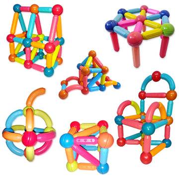 KIPA GAMING MagPlay Magnetic Sticks and Balls: 32-Piece Magnetic Building Set - Educational STEAM Toy for Toddlers (3+ Years) - Montessori Learning and Construction Kit