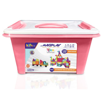 KIPA GAMING Mag Play Centurian 100 Pieces Made in India Magnetic Tiles Set with Storage Container - Constructing and Creative Learning Educational STEAM Toy with Smart Outdoor Backpack - Multicolor