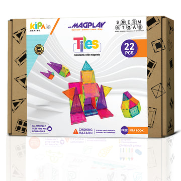 KIPA GAMING MagPlay 22pcs The Original STEAM Magnetic Building Tiles & Blocks - Made in India - Open-Ended Creative Learning Educational Toys for Children Ages 3+, Multicolor