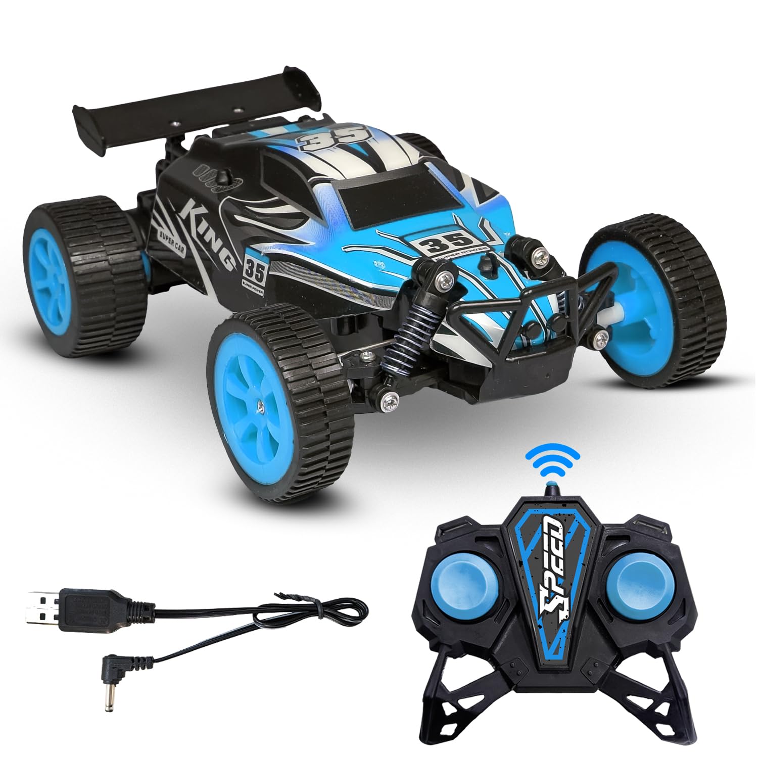 F1 RC Car High Speed Mini 1:24 Scale USB Rechargeable Remote Control Car for Kids | Racing Car with Lithium Battery - Blue