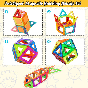 KIPA GAMING MagPlay Magnetic Blocks 24pcs DIY Kids Toy Set - Educational Toys with Smart Outdoor Backpack - Multicolor