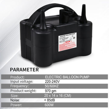 Kipa Gaming 220V 600W Dual Nozzle Electric Air Balloon Pump - Black: Includes Fix and Tying Tool with Extra Hand-Tying Tool | Ideal for Parties, Decorations, and Time-Saving Inflation