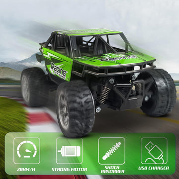 Kipa Gaming USB Rechargeable Duster RC Car Pack of 1 | Remote Control Car with Spring Suspensions | 2WD Rock Crawler Gift for Kids and Boys - Green