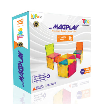 KIPA GAMING MagPlay 16pcs The Original STEM Magnetic Building Tiles & Blocks - Made in India - Open-Ended Creative Learning Educational Toys for Children Ages 3+, Multicolor