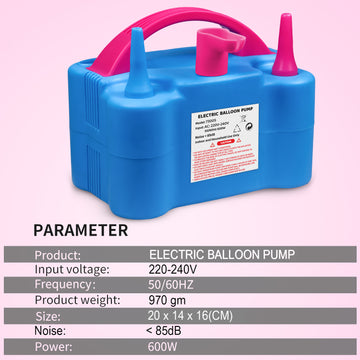 Kipa Gaming 220V 600W Dual Nozzle Electric Air Balloon Pump - Blue: Includes Fix and Tying Tool with Extra Hand-Tying Tool | Ideal for Parties, Decorations, and Time-Saving Inflation