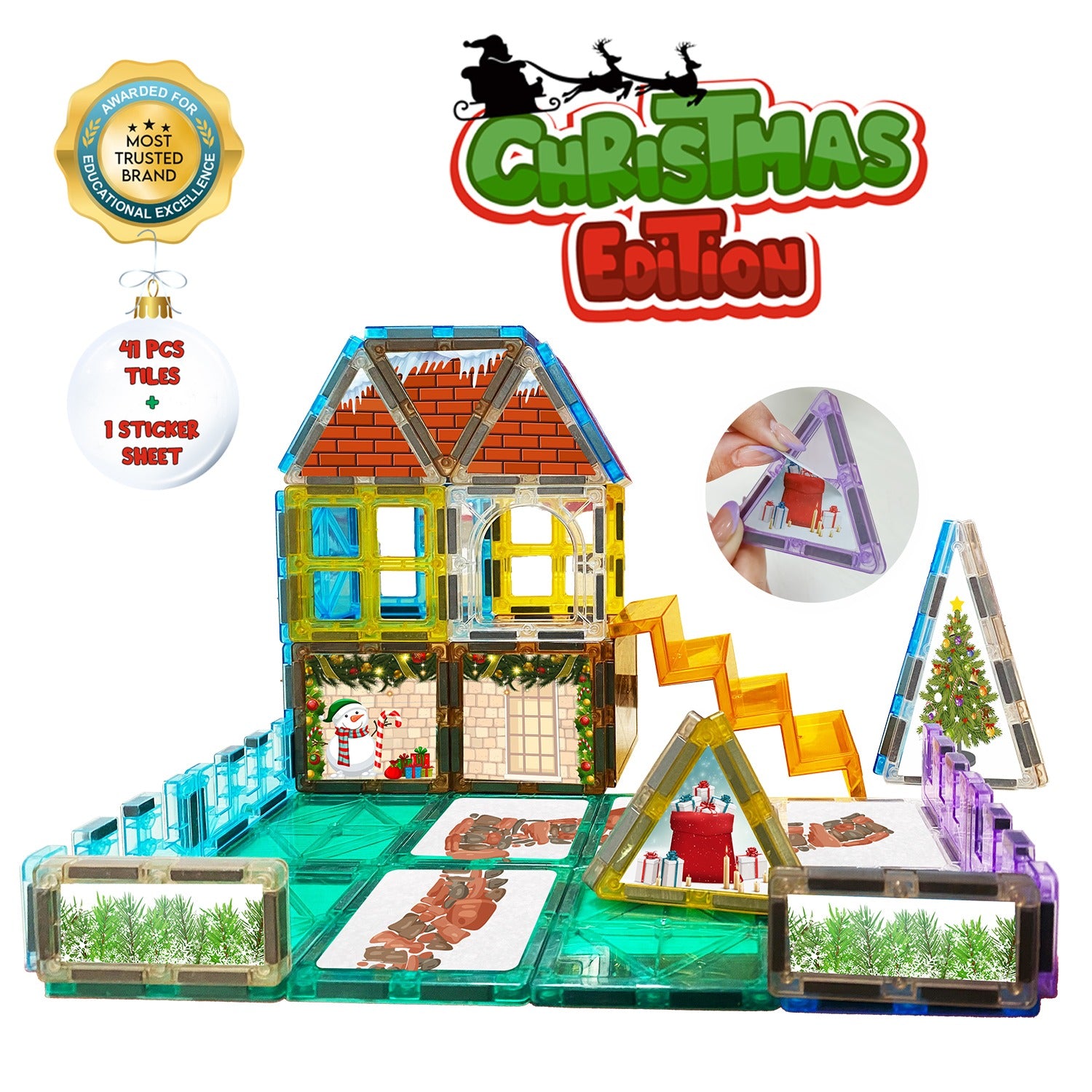 KIPA GAMING 42-Piece MagPlay Magnetic Tiles Set - Christmas Theme